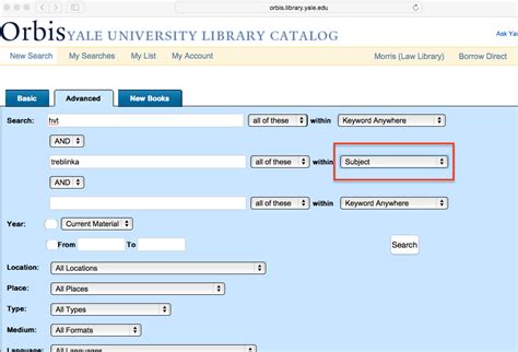 yale university library catalog orbis